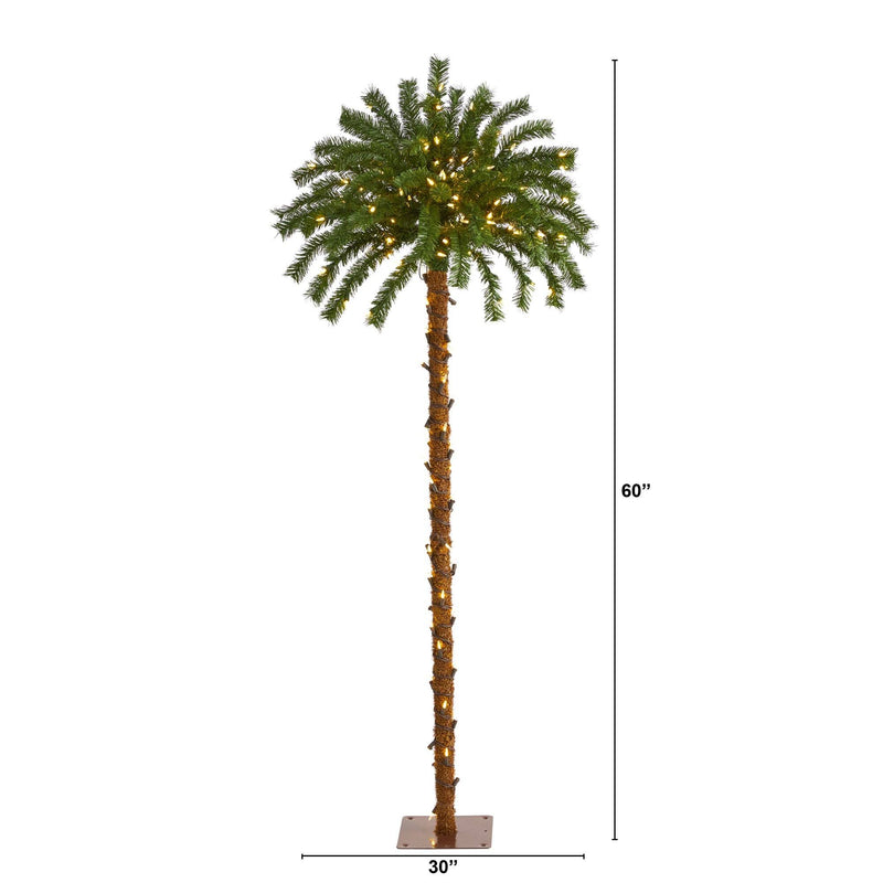 5’ Christmas Palm Artificial Tree with 150 Warm White LED Lights