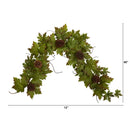 5' Fall Maple Leaf with Pine Cones Artificial Garland