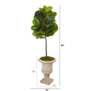 5’ Fiddle Leaf Artificial Tree in Sand Finished Urn (Real Touch)