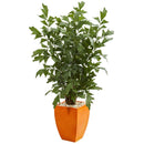 5’ Fishtail Artificial Palm Tree in Orange Planter