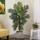 5’ Golden Cane Artificial Palm Tree in White Planter