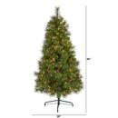 5’ Golden Tip Washington Pine Artificial Christmas Tree with 150 Clear Lights, Pine Cones and 432 Bendable Branches