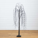 5’ Pre-Lit Halloween Black Willow Artificial Fall Tree with 144 Orange & Purple LED Lights