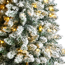 5’ Slim Flocked Montreal Fir Christmas Tree with 150 Warm White LED Lights and 491 Bendable Branches