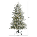 5’ Slim Flocked Nova Scotia Spruce Artificial Christmas Tree with 150 Warm White LED Lights and 433 Bendable Branches