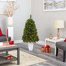 50” Virginia Fir Artificial Christmas Tree with 100 Clear Lights and 223 Bendable Branches in White Metal Planter