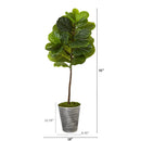 51” Fiddle Leaf Artificial Tree in Decorative Tin Planter (Real Touch)
