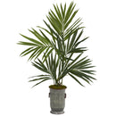 51” Kentia Artificial Palm Tree in Vintage Metal Planter