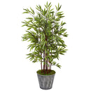 54” Bamboo Artificial Tree in Black Embossed Tin Planter