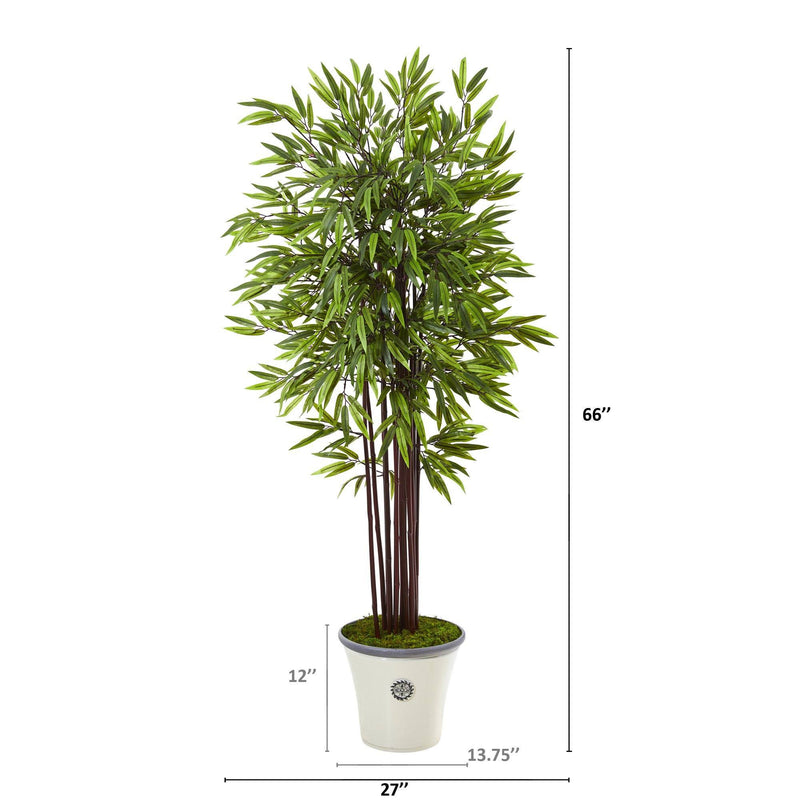 plastic bamboo plant Nearly Natural 5.5 Ft. Artificial Bamboo Tree in Decorative Planter