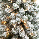 5.5’ Flocked Pencil Artificial Christmas Tree with 200 Clear Lights and 318 Bendable Branches in Decorative Urn