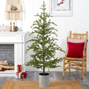 5.5’ Pre-Lit Pine Artificial Christmas Tree in Decorative Planter with 150 Lights