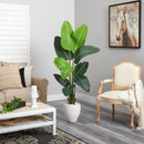 5.5’ Traveler's Palm Artificial Tree in White Planter