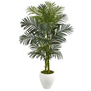 56” Golden Cane Artificial Palm Tree in White Planter