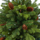 56” Yukon Mountain Fir Artificial Christmas Tree with 100 Clear Lights, Pine Cones and 386 Bendable Branches in Red Tower Planter