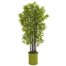 57” Bamboo Artificial Tree with Black Trunks in Green Planter (Indoor/Outdoor)