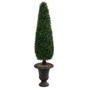 57” Boxwood Topiary Artificial Tree in Charcoal Urn UV Resistant (Indoor/Outdoor)
