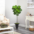58” Fiddle Leaf Artificial Tree in Charcoal Urn