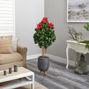 58” Hibiscus Artificial Tree in Gray Planter with Stand