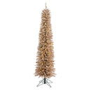 6’ Champagne Pencil Artificial Christmas Tree with 300 (multifunction) Clear LED Lights and 518 Bendable Branches