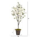 6’ Cherry Blossom Artificial Tree in Decorative Metal Pail with Rope