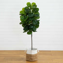 6’ Fiddle Leaf Fig Artificial Tree in Handmade Natural Jute and Cotton Planter