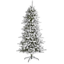 6’ Flocked Livingston Fir Artificial Christmas Tree with Pine Cones and 696 Bendable Branches