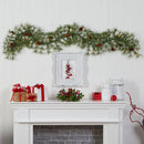 6' North Carolina Pine Artificial Christmas Garland with 30 Warm White LED Lights and Pinecones