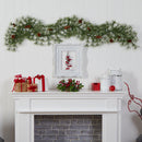 6' North Carolina Pine Artificial Christmas Garland with 30 Warm White LED Lights and Pinecones