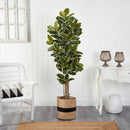 6’ Oak Artificial Tree in Handmade Natural Cotton Planter UV Resistant (Indoor/Outdoor)