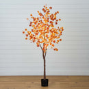 6’ Pre-Lit Autumn Eucalyptus Artificial Fall Tree with 300 Warm White LED Lights