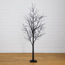 6’ Pre-Lit Halloween Black Twig Artificial Tree with 300 Orange & Purple LED Lights