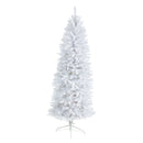 6’ Slim White Artificial Christmas Tree with 250 Warm White LED Lights and 743 Bendable Branches