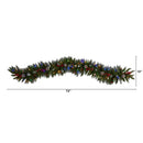 6' Snow Tipped Extra Wide Christmas Garland with Pinecones, Berries and 100 Multicolor LED Lights