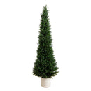 6’ UV Resistant Artificial Cedar Tree in Decorative White Planter (Indoor/Outdoor)
