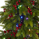 6' Victoria Fir Artificial Christmas Tree with 250 Multi-Color (Multifunction) LED Lights, Berries and 415 Bendable Branches
