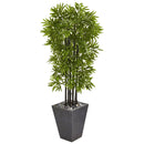 61” Bamboo Artificial Tree with Black Trunks in Slate Planter (Indoor/Outdoor)