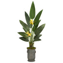 62” Bird of Paradise Artificial Plant in Vintage Metal Planter (Real Touch)