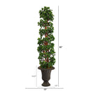 62” English Ivy Topiary Spiral Artificial Tree in Charcoal Urn UV Resistant (Indoor/Outdoor)