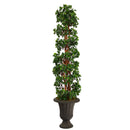 62” English Ivy Topiary Spiral Artificial Tree in Charcoal Urn UV Resistant (Indoor/Outdoor)