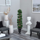 62” English Ivy Topiary Spiral Artificial Tree in Charcoal Urn UV Resistant (Indoor/Outdoor)