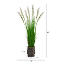 62” Wheat Grass Artificial Plant in Ribbed Metal Planter