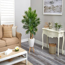 63” Areca Artificial Palm Tree in White Planter with Stand (Real Touch)