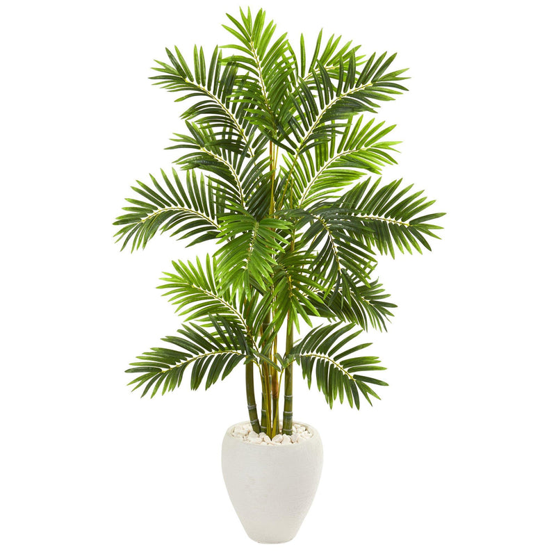 Nearly Natural 56 in. Areca Palm Silk Tree with Basket