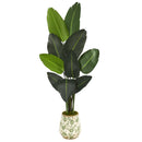64” Traveler's Palm Artificial Tree in Floral Print Planter