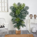 6.5' Golden Cane Artificial Palm Tree in Handmade Natural Jute and Cotton Planter
