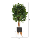 6.5’ Super Deluxe Ficus Artificial Tree in Black Planter with Stand
