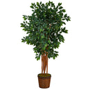 68” Sakaki Artificial Tree with 1470 Bendable Branches in Wicker Planter