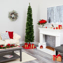 7' Green Pencil Artificial Christmas Tree with 150 Clear (Multifunction) LED Lights and 338 Bendable Branches