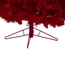 7' Red Flocked Fraser Fir Artificial Christmas Tree with 500 Red Lights, 40 Globe Bulbs and 1039 Bendable Branches